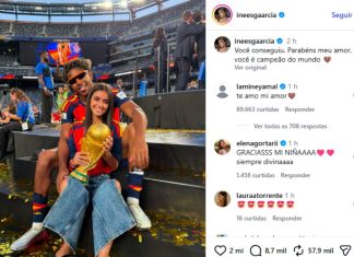 Inés García parabeniza namorado Lamine Yamal pelo título da Espanha na Copa